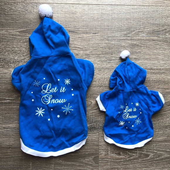Let It Snow Dog Cat Hoodie in Blue, Small of X-Small - Picture 1 of 6